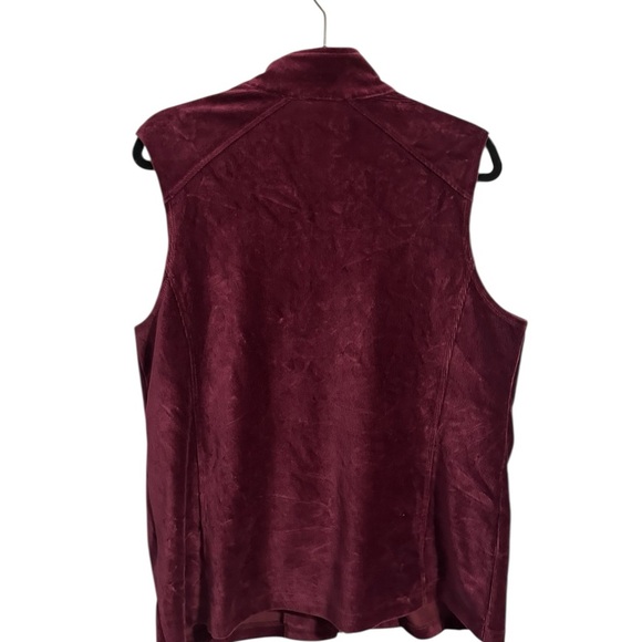 Susan Graver Weekend Ribbed Velour Zip Front Knit Vest Size Small Wine Color L - Picture 5 of 11